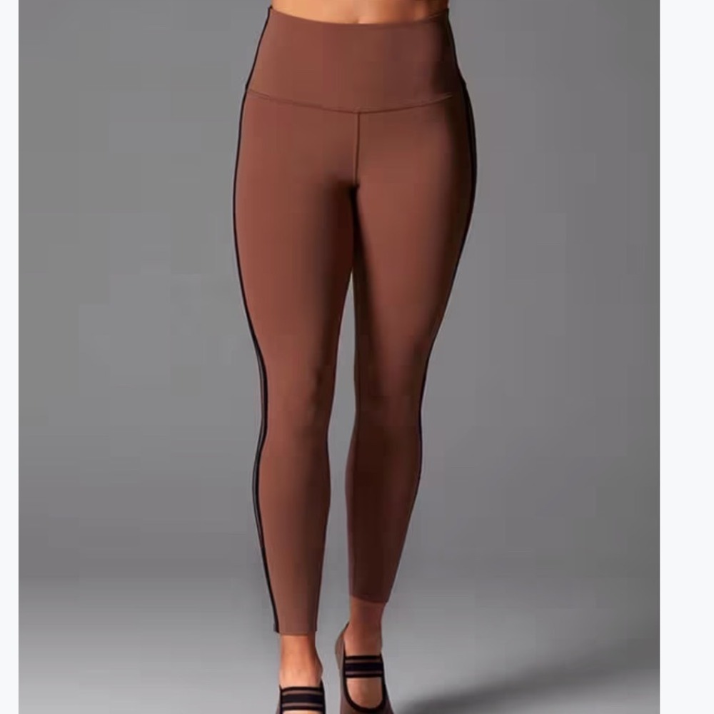 Tavi Noir | Women's High Waisted 7/8 Clove Ebony Stripe Workout Leggings, Size S